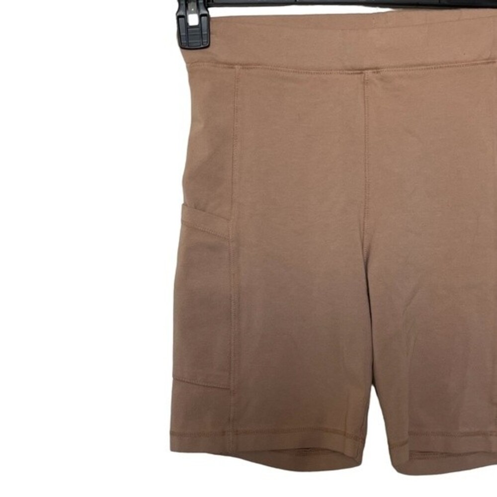 NWT Monrow Biker Shorts in Latte Tan. Cotton/Spandex blend. Size Small. - Picture 2 of 6